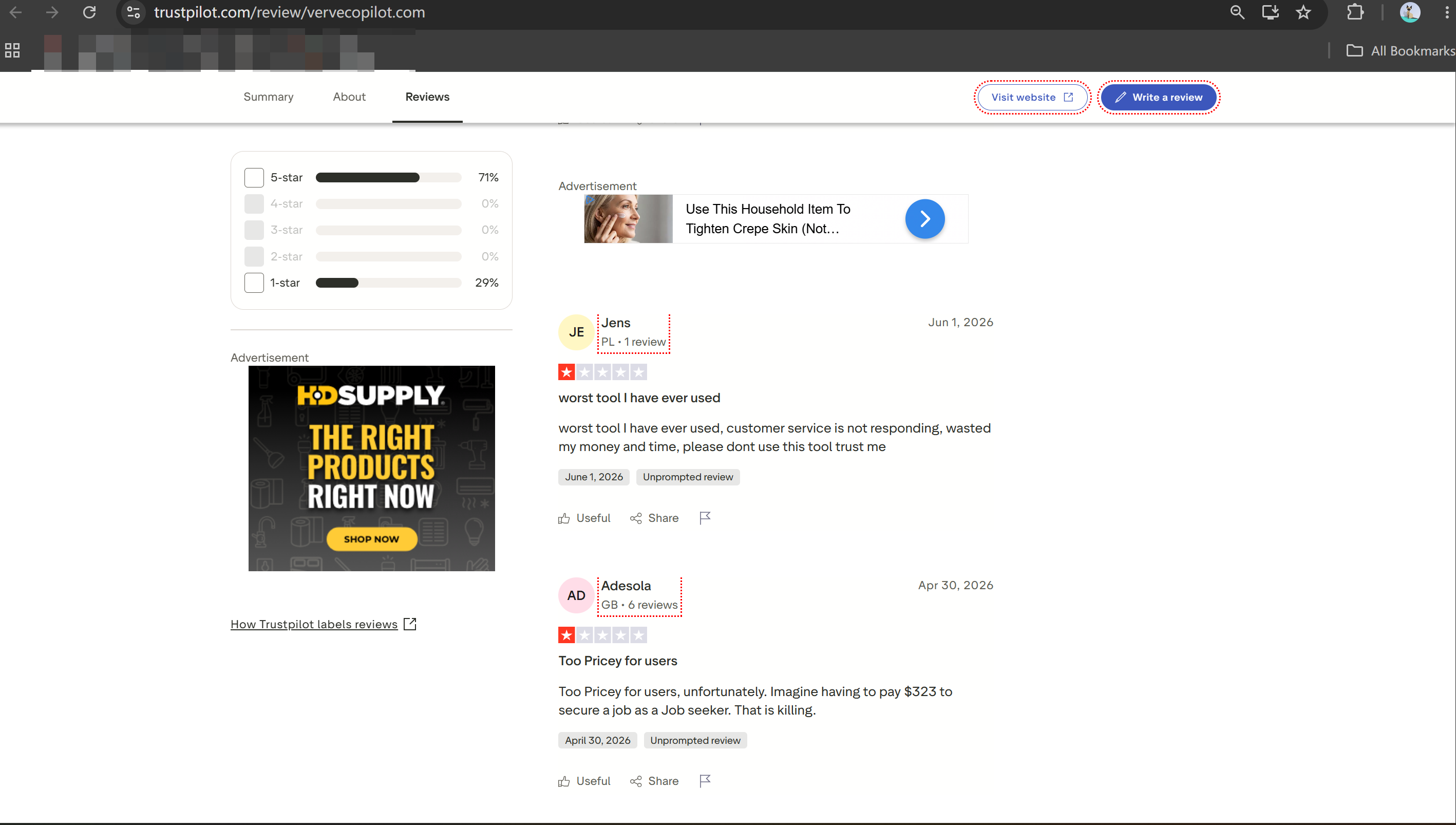 Verve AI got a load of negative comments on Trustpilot, saying it's too pricey or has poor customer service