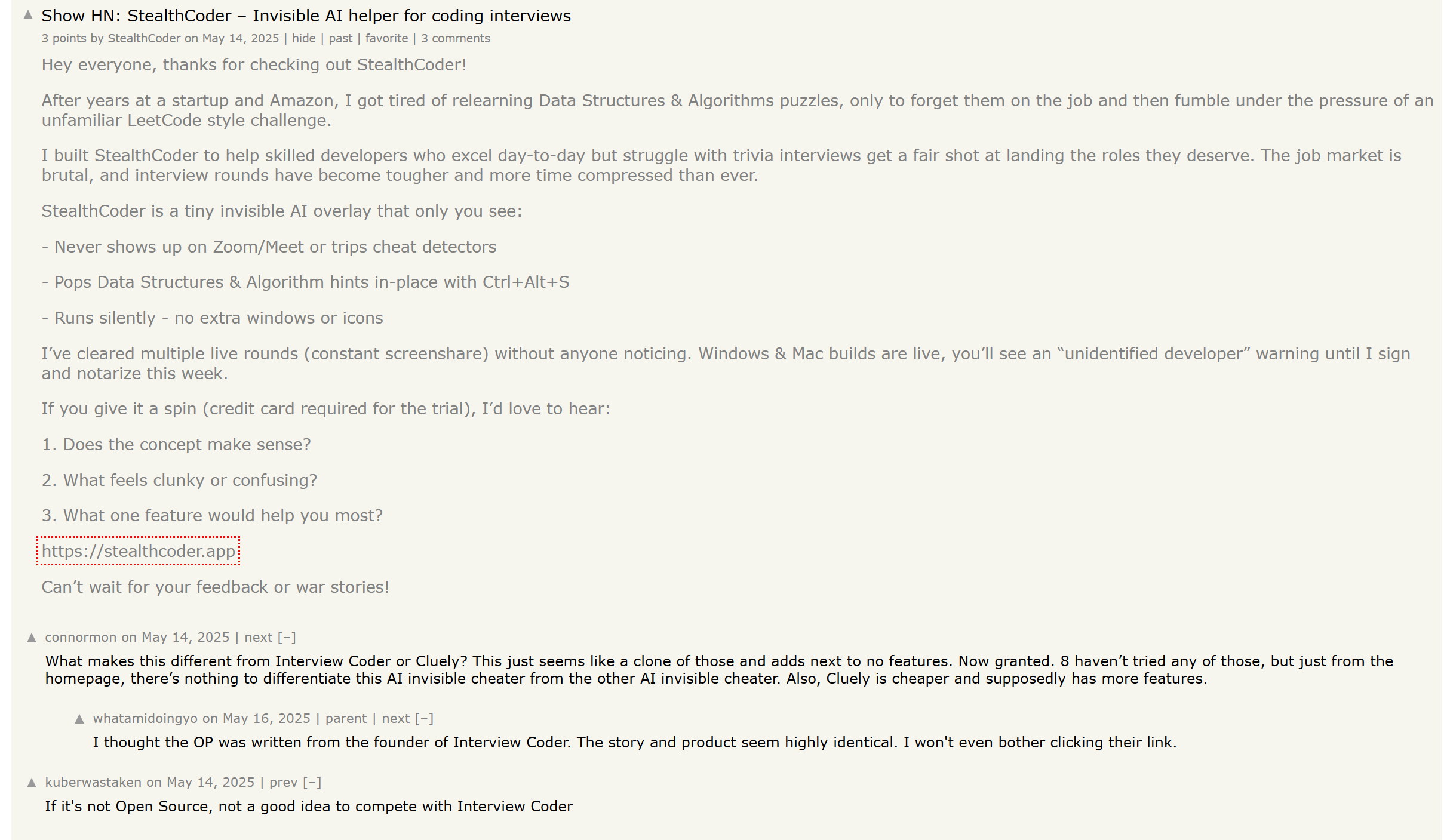 People I met did not say all good about StealthCoder, and they thought that "won't even bother clicking the link".