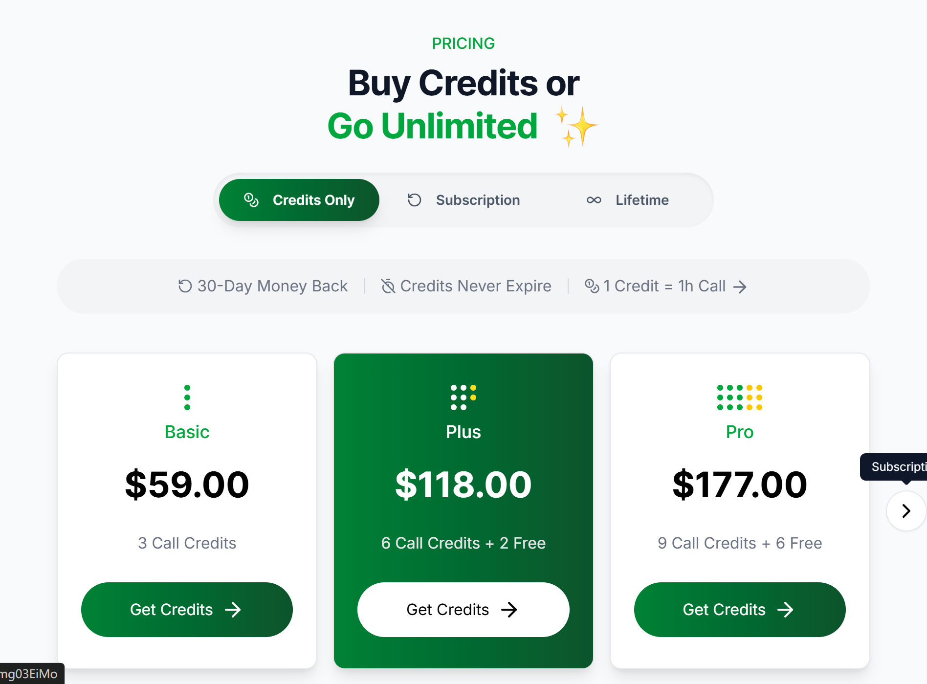 Parakeet's intro-level plans are too basic to cover the interview needs, and the plus plans are too expensive