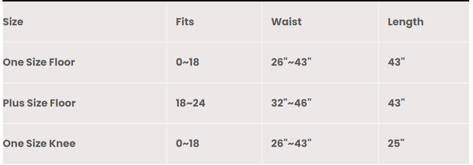 Line chart showing bust, waist, and hip measurements for infinity bridesmaid dress sizes