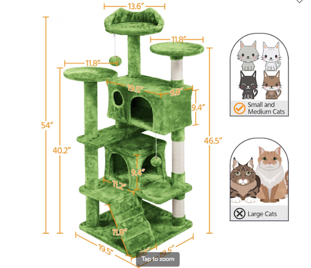 Topeakmart Multilevel Plush Cat Tree with 2 Condos