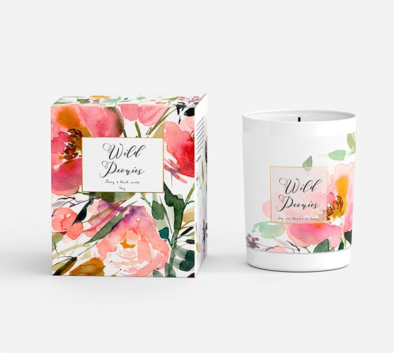 Candle box with watercolor design