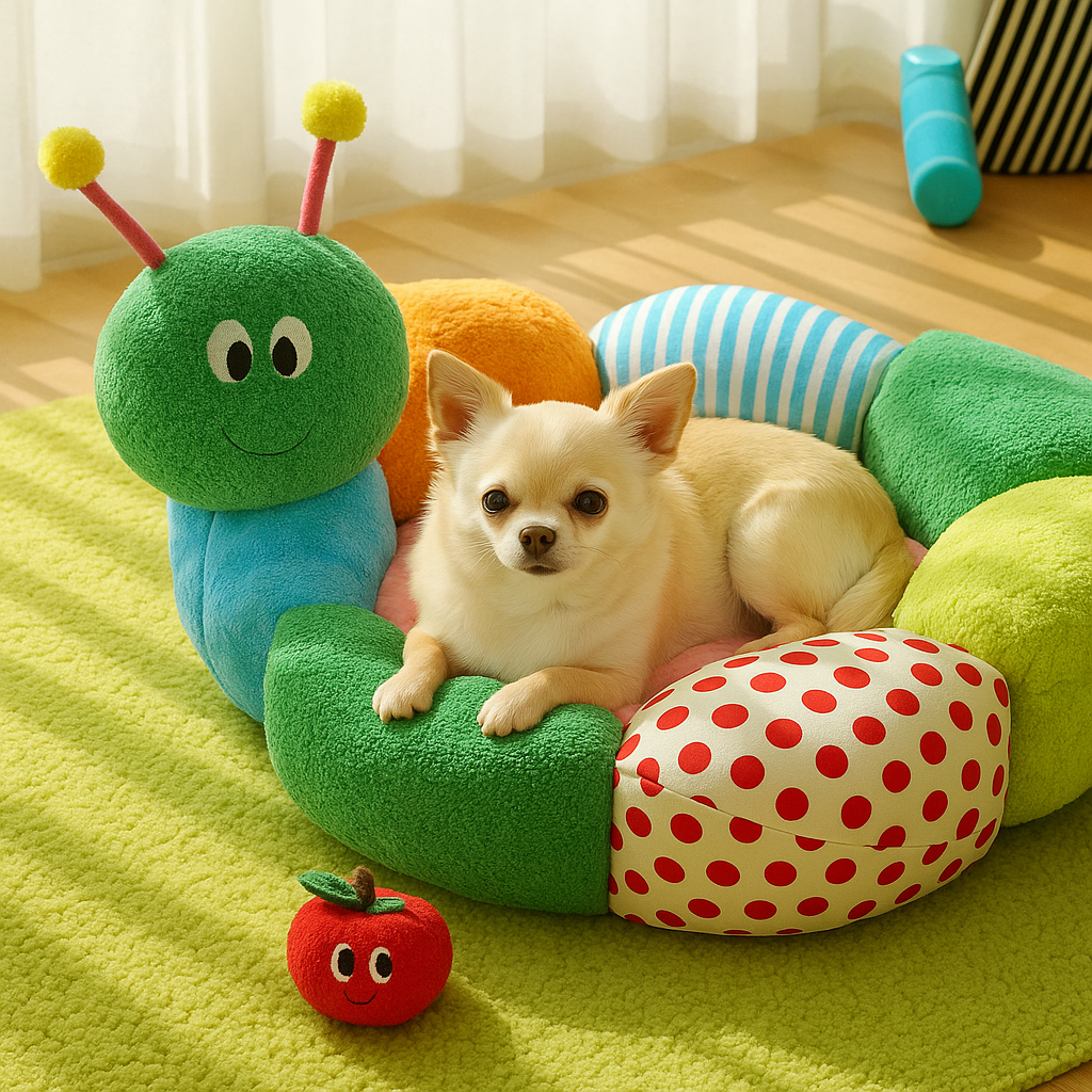 Gabby Whale Cozy Caterpillar orthopedic dog bed for small breeds