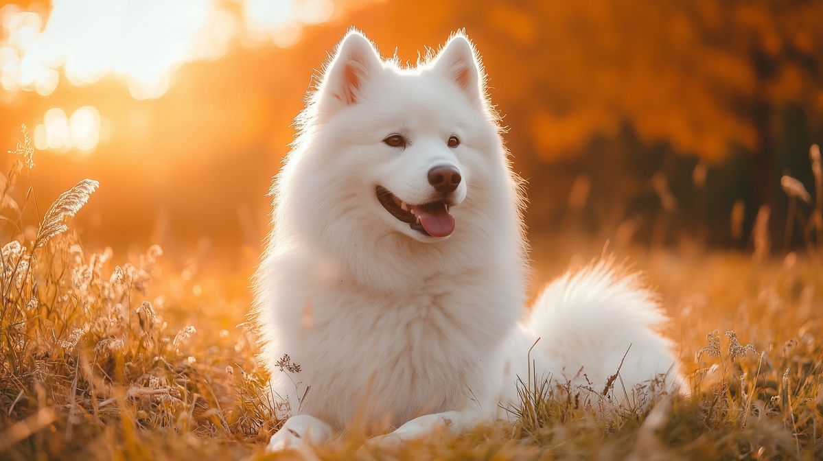 Dog lying on the grass