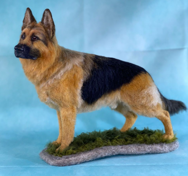 Custom-made adorable dog-themed felted wool, perfect as a keepsake gift.