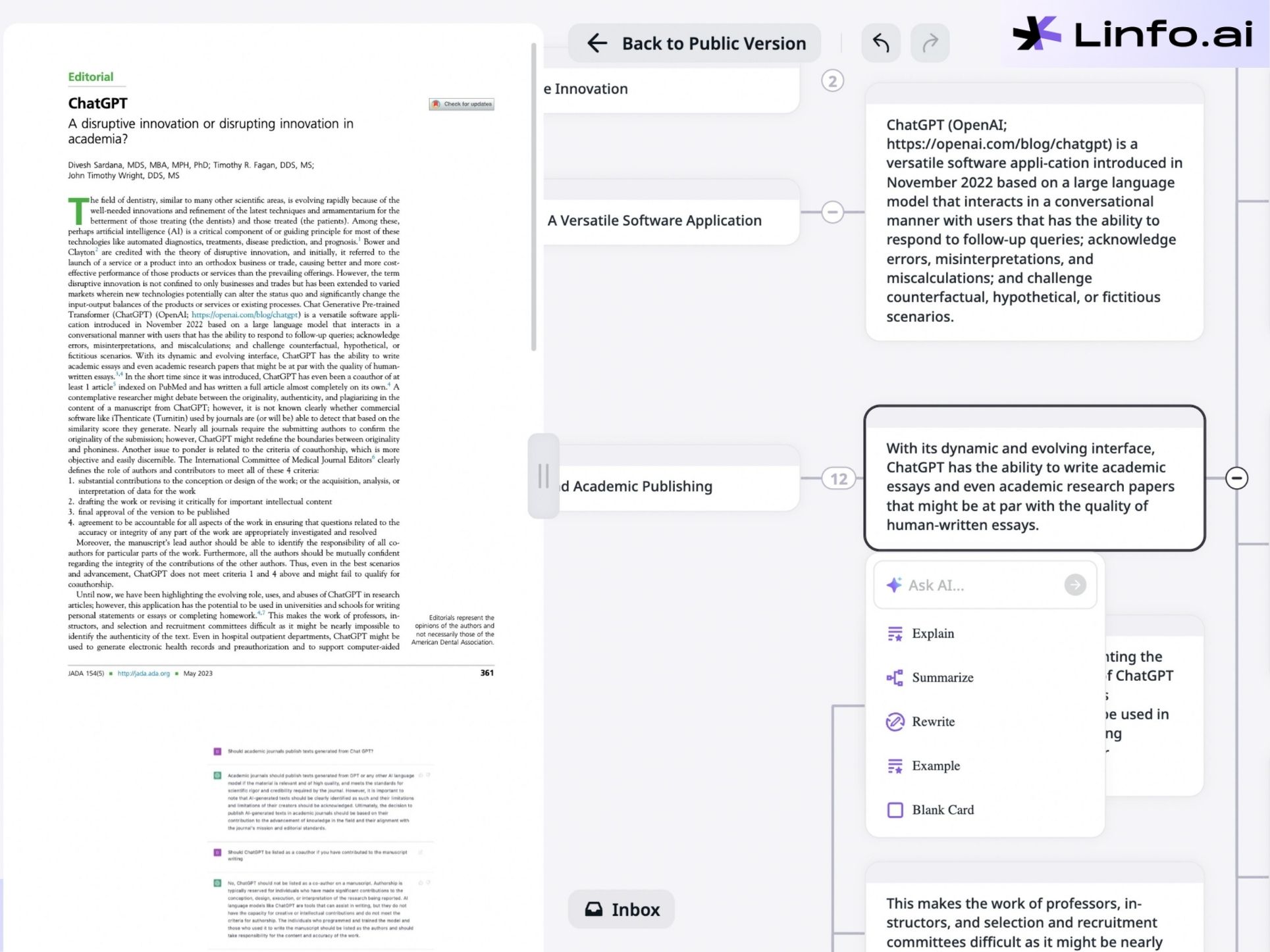 Unique Features of Linfo.ai for Mind Mapping