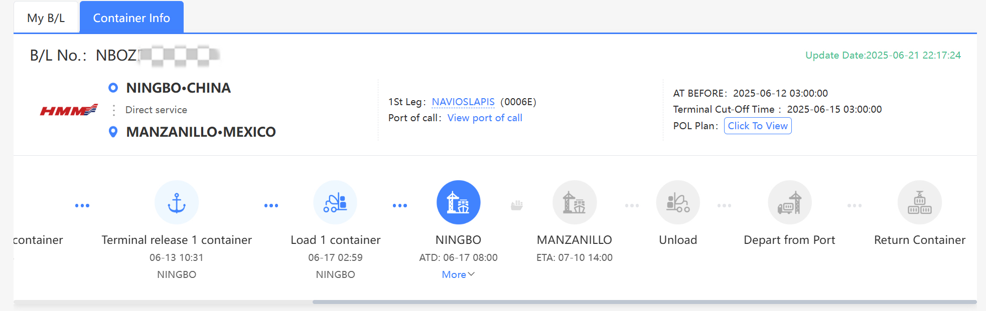 HMM container tracking