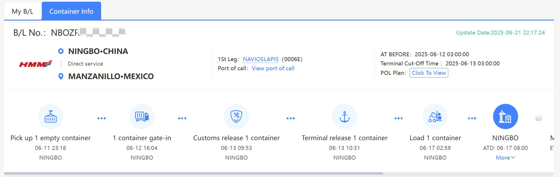 HMM line container tracking