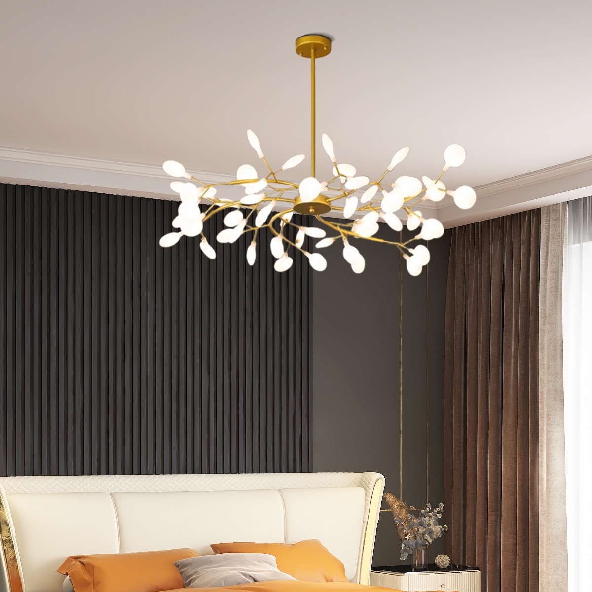 Modern Branch Firefly Art Deco Chandelier Black/Gold