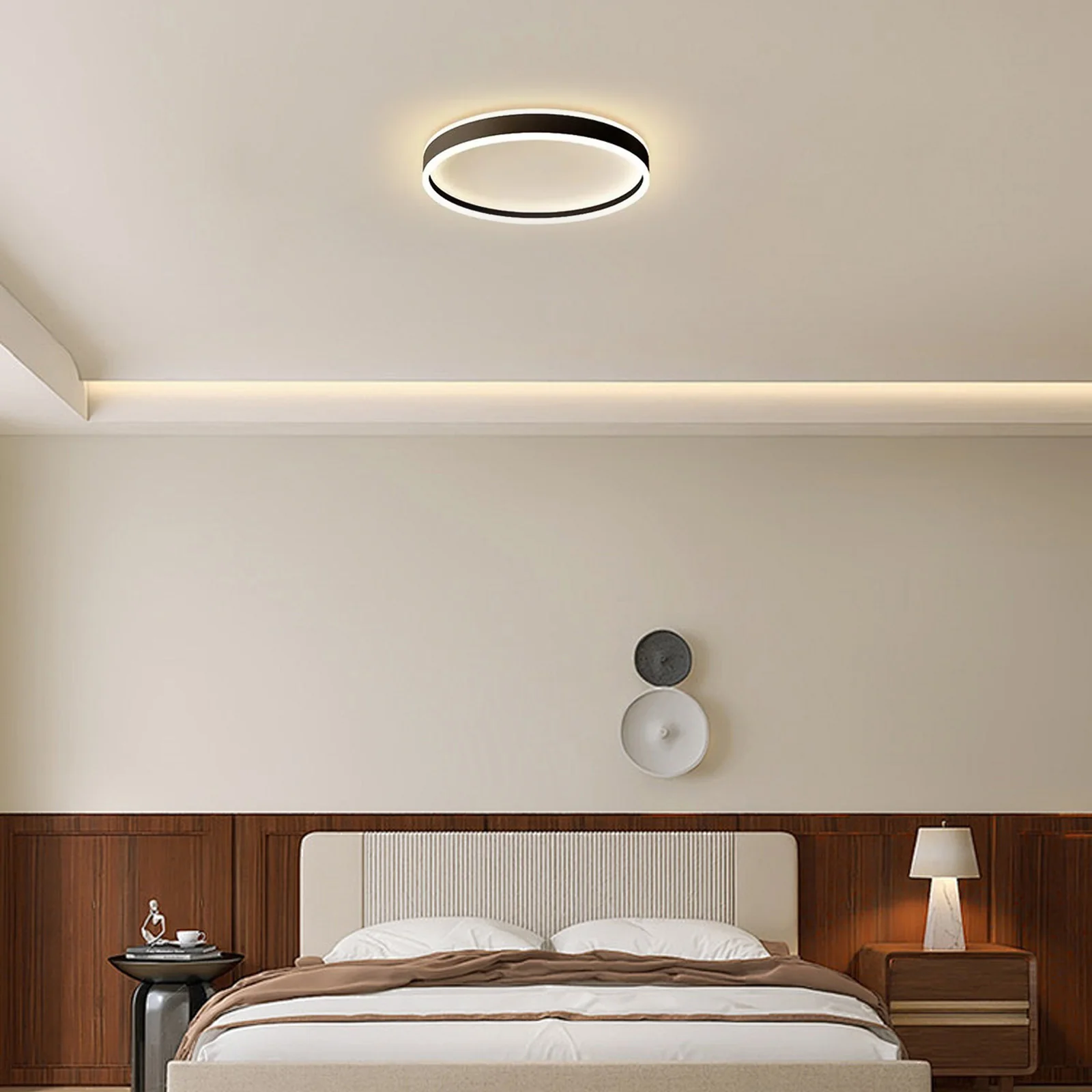 Minimalist Black/White Ceiling Light Metal Annular Children's Room