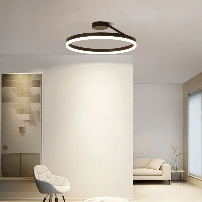 Modern Circle Flush Mount Ceiling Light Bedroom Black/White