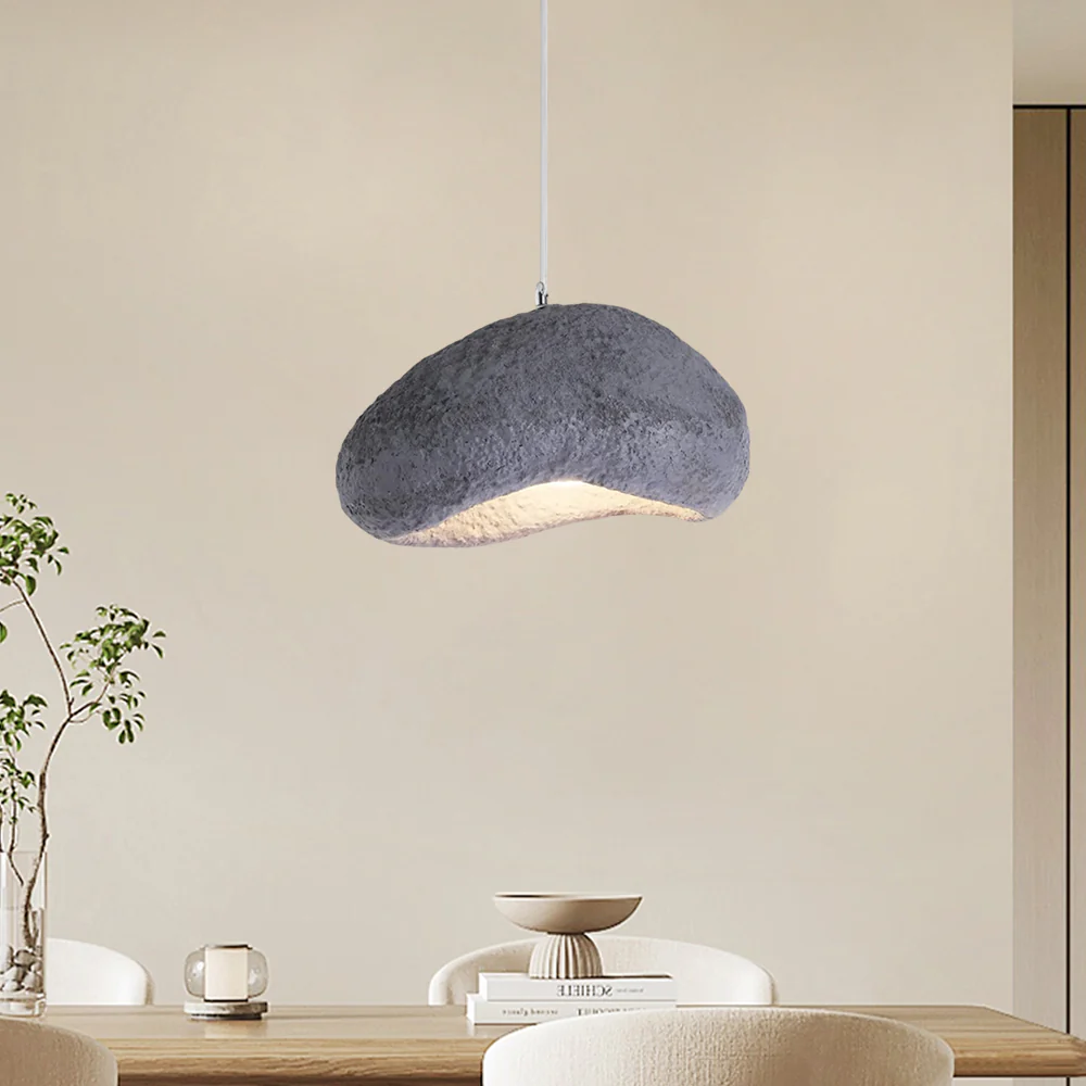 Art Deco Gray Pendant Light Acrylic Bread Shape Dining Room