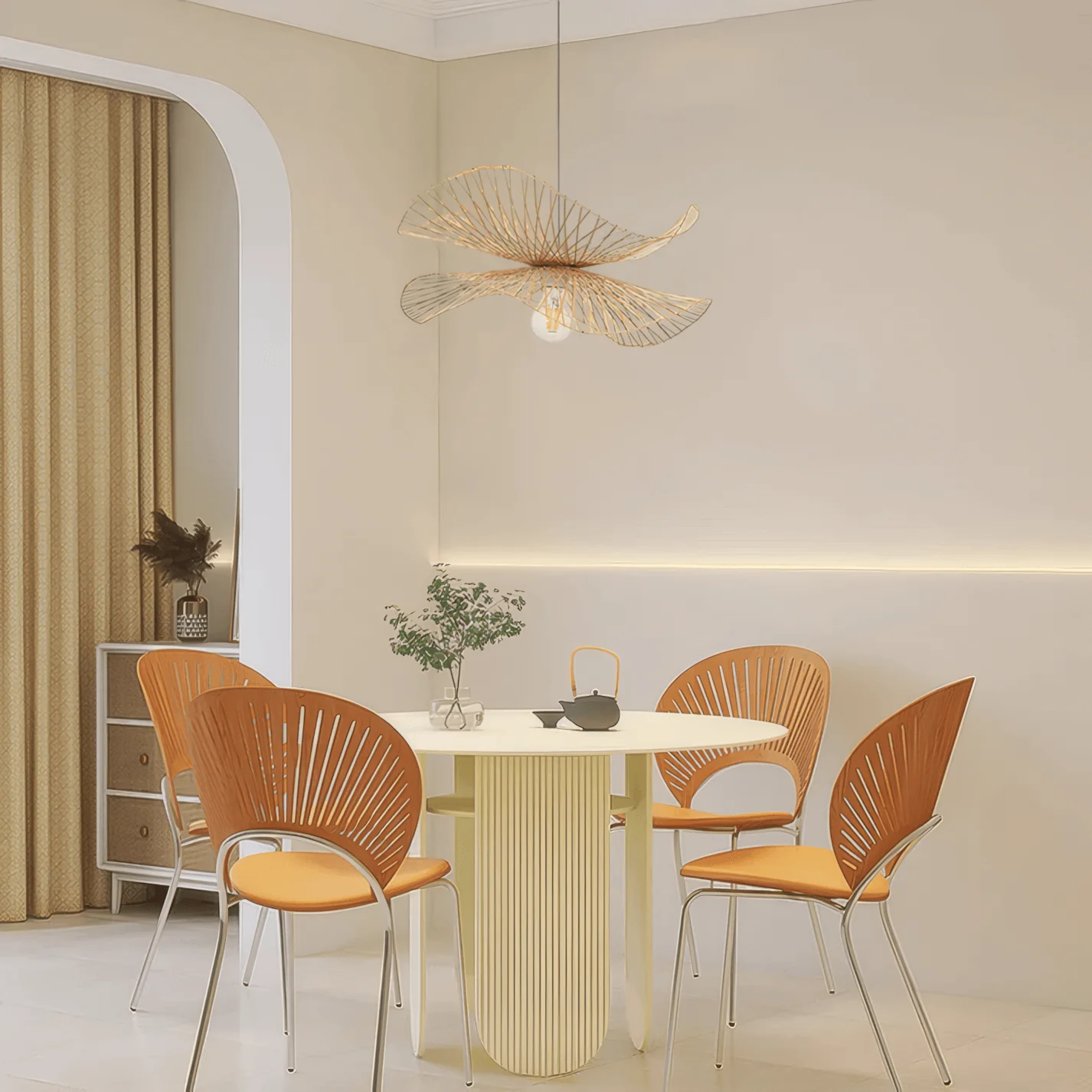 Natural Rattan Pendant Light Dining Room Bamboo Elegance Woven