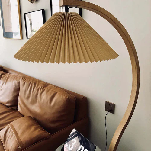 Modern Beige/Brown/White Floor Lamp Metal Fabric Bedroom