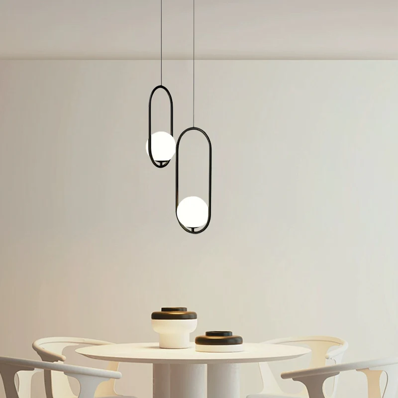 Modern Black/Gold Pendant Light Metal Glass Living Room