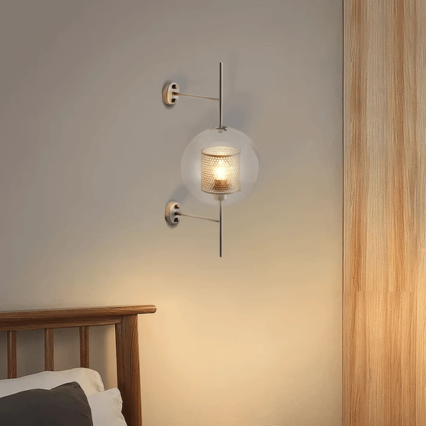 Royal Metal Glass Wall Lamp Cooper/Silver Living Room/Bedroom