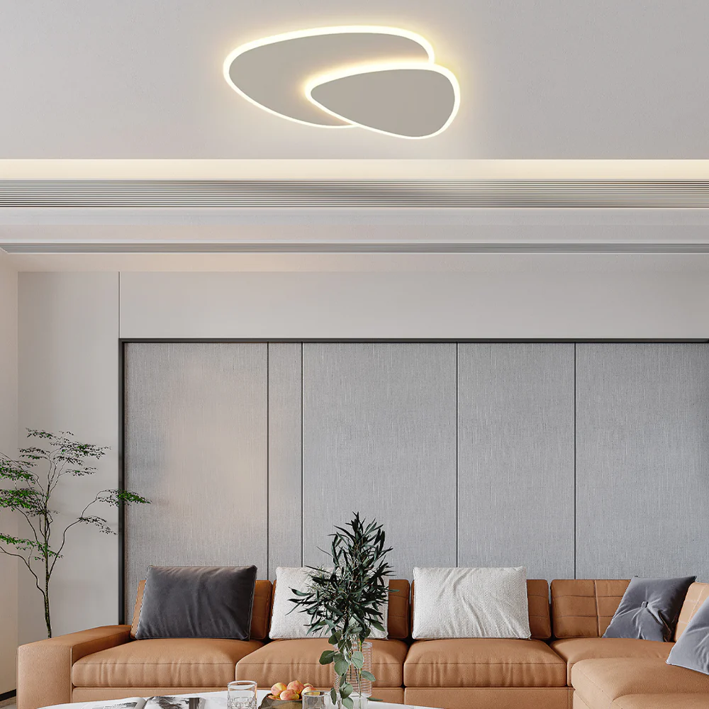Minimalist White Ceiling Light Metal Round Children's Room