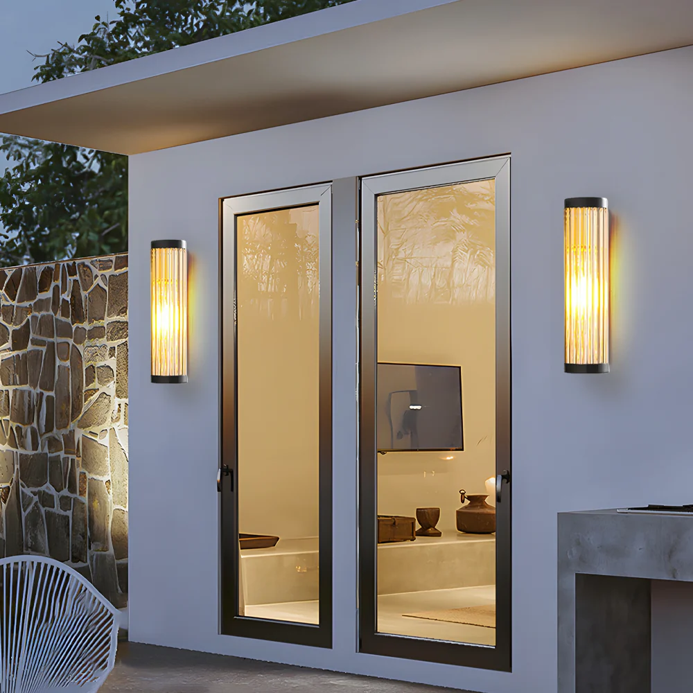 Modern Black Outdoor Wall Lamp Patio Semi-Cylindrical