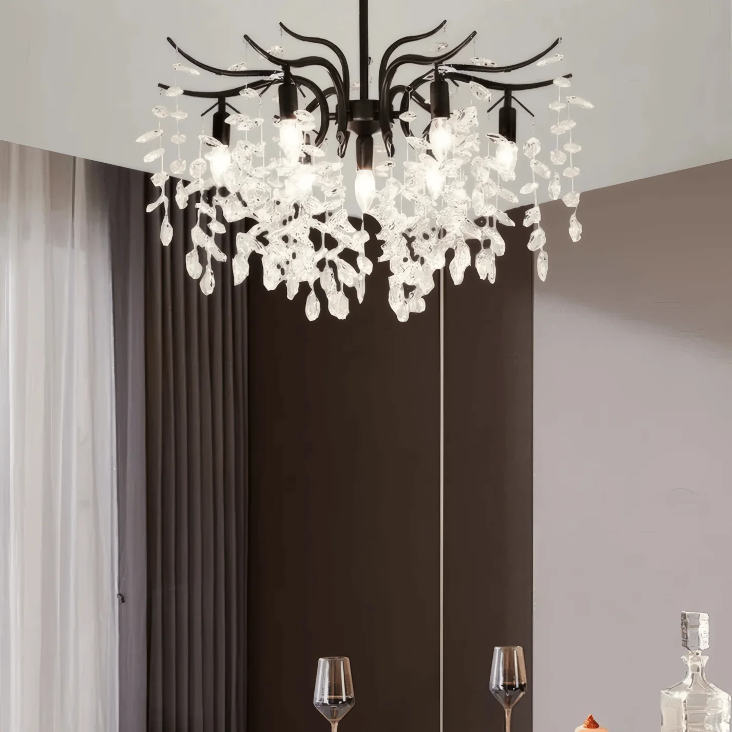 Royal Black/Gold Chandelier Living Room Metal