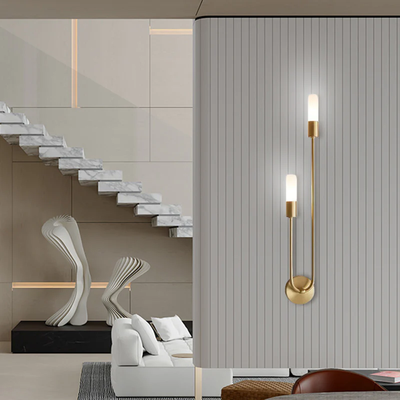 Modern Linear Wall Light Bedroom Metal Curve Gold
