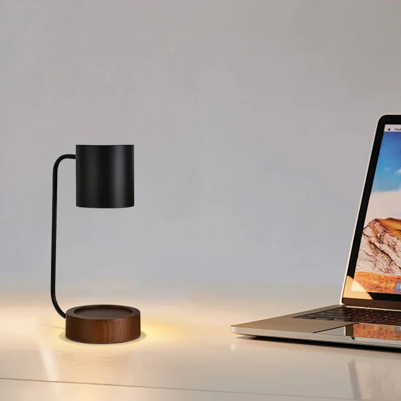 Minimalist Black/White Table Lamp Metal Wood Study Room