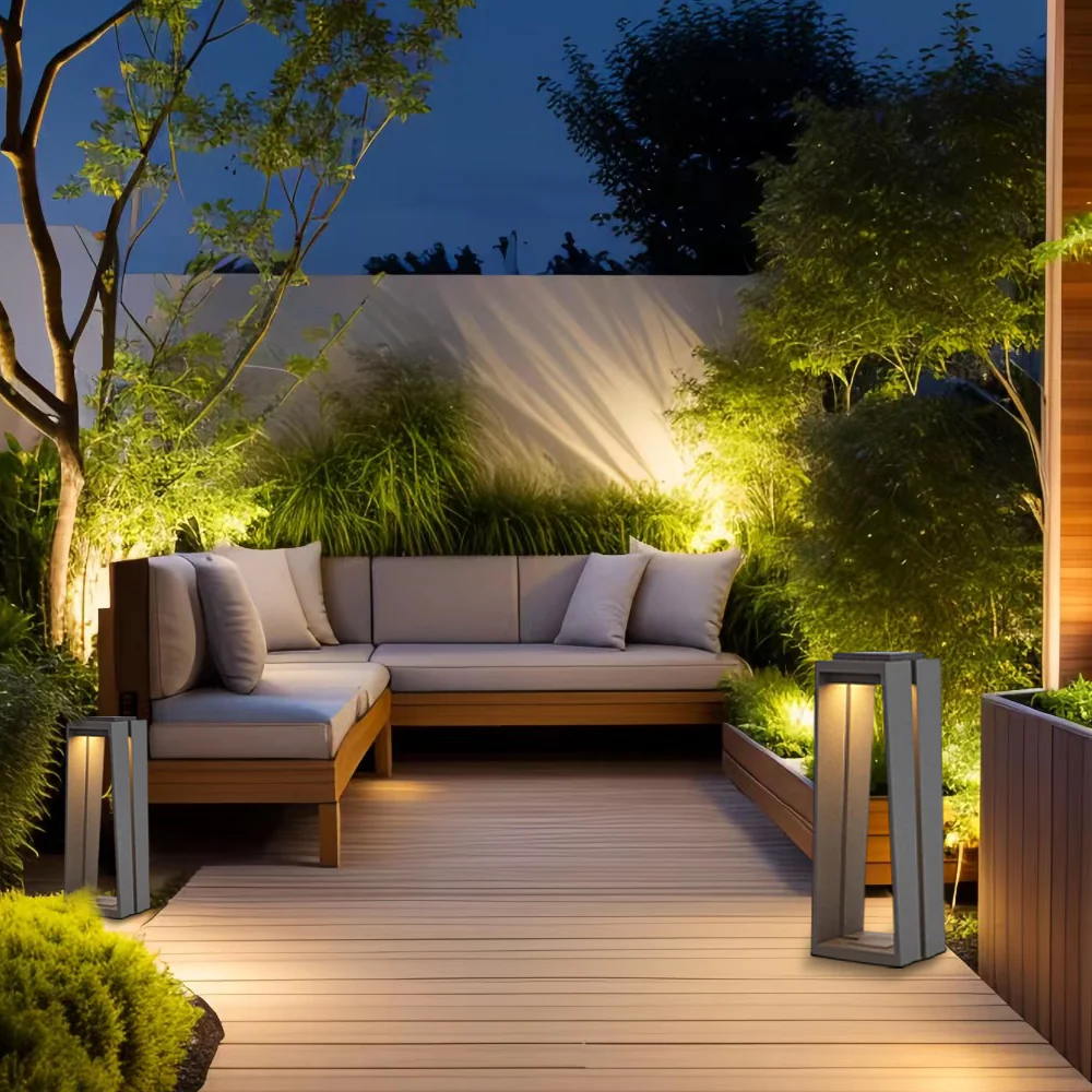 Industrial Black Outdoor Lamp Metal Glass Frame Type Outdoor