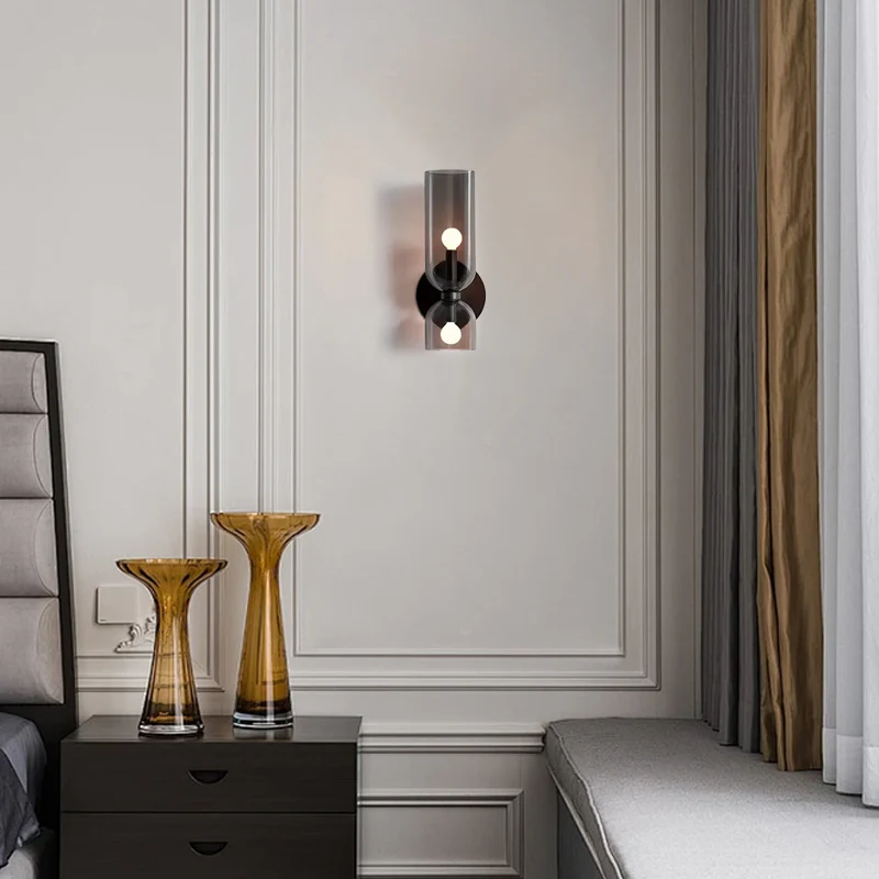 Modern White/Blue/Gray Wall Lamp Glass Bedroom
