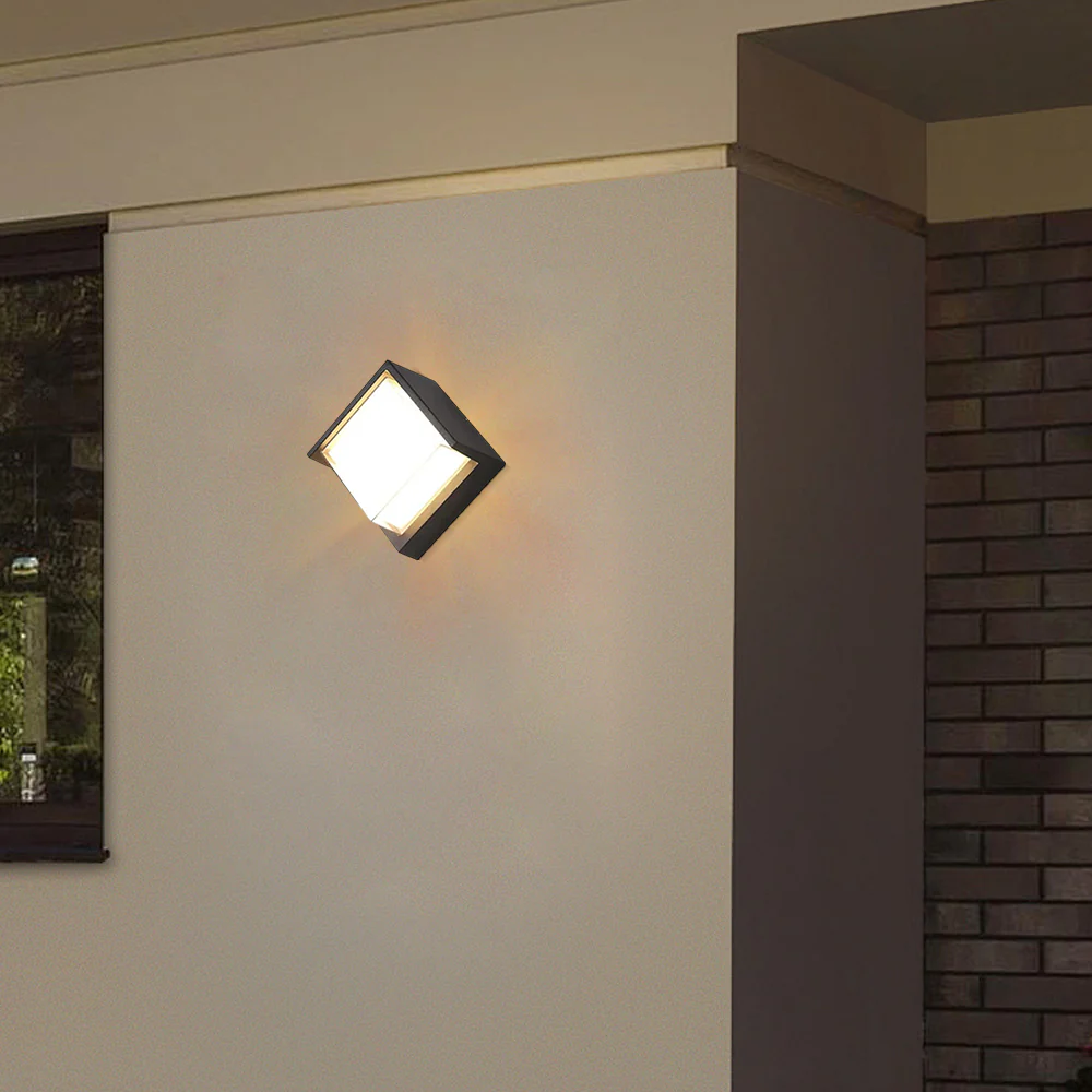 Modern Black Outdoor Lamp Metal Acrylic Square Outdoor