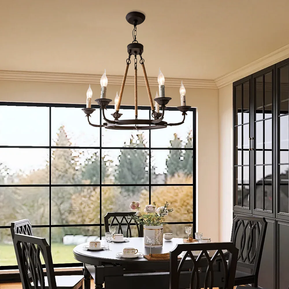Industrial Easter Candle Metal Chandelier 6/8/12 Light Dining Room
