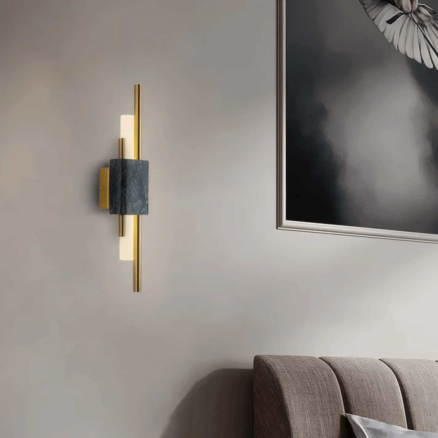 Modern Wall Lamp Bedroom Metal Cylindrical Gold/Green/White