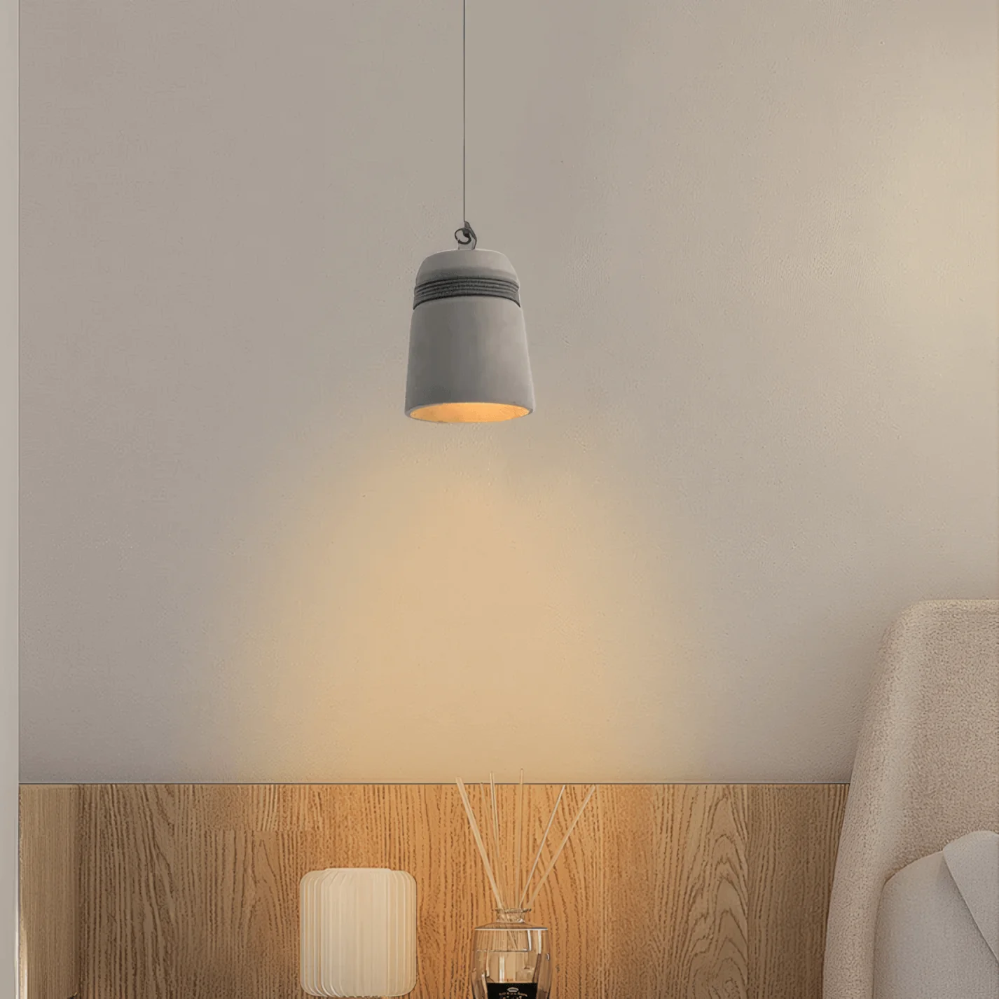 Industrial Grey Pendant Light Cement Barell Kitchen Island