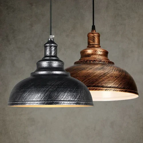 Industrial Pendant Light Dome Metal Copper Dining Room