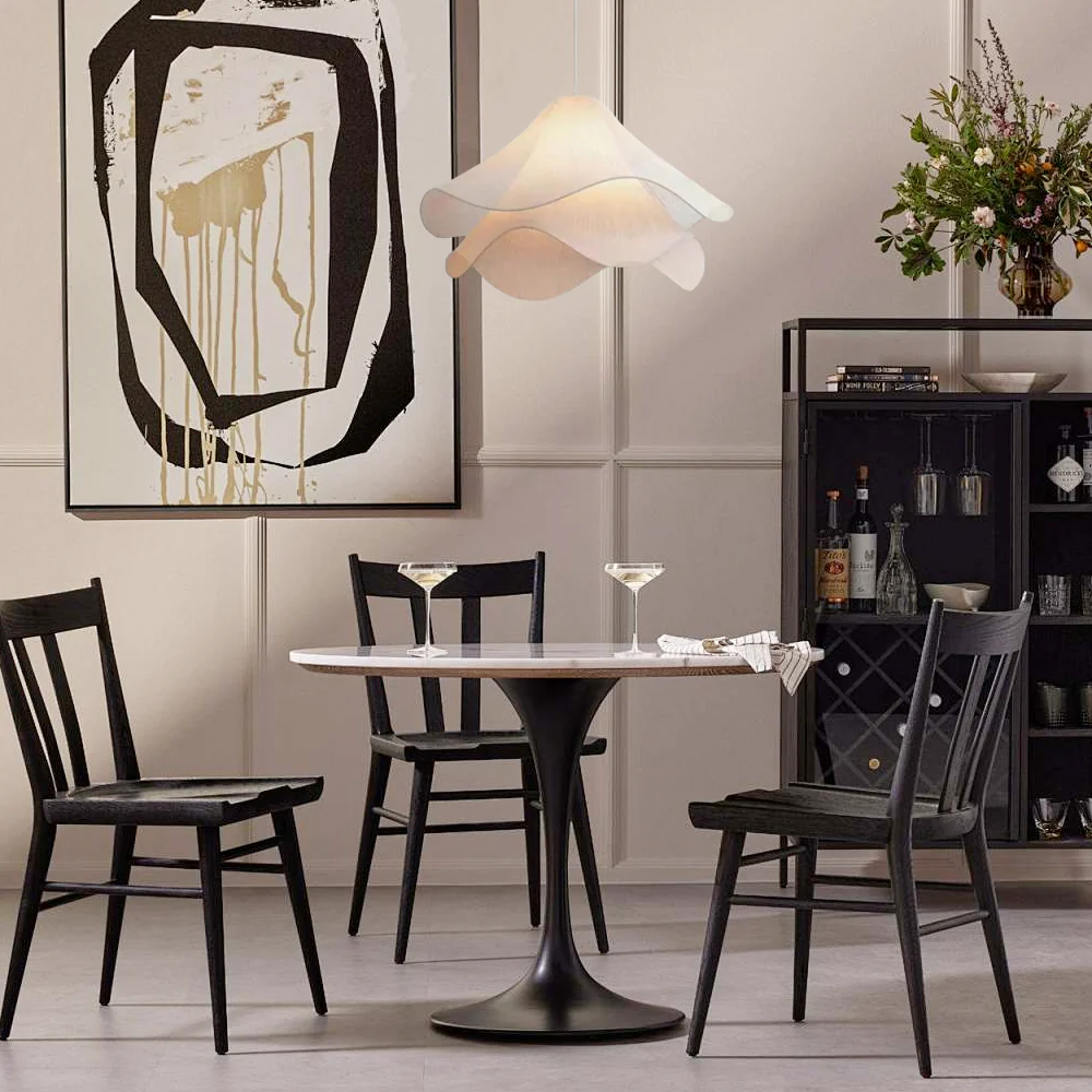 Nordic White Pendant Light Metal/Fabric Dining Room/Living Room