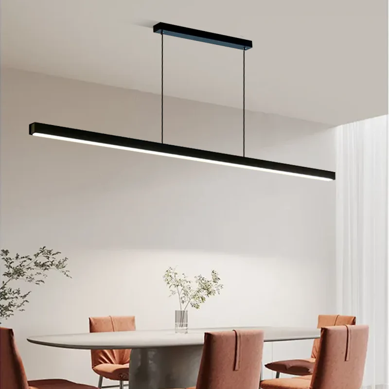 Minimalist Linear Pendant Light Dinning Room Acrylic Black/White