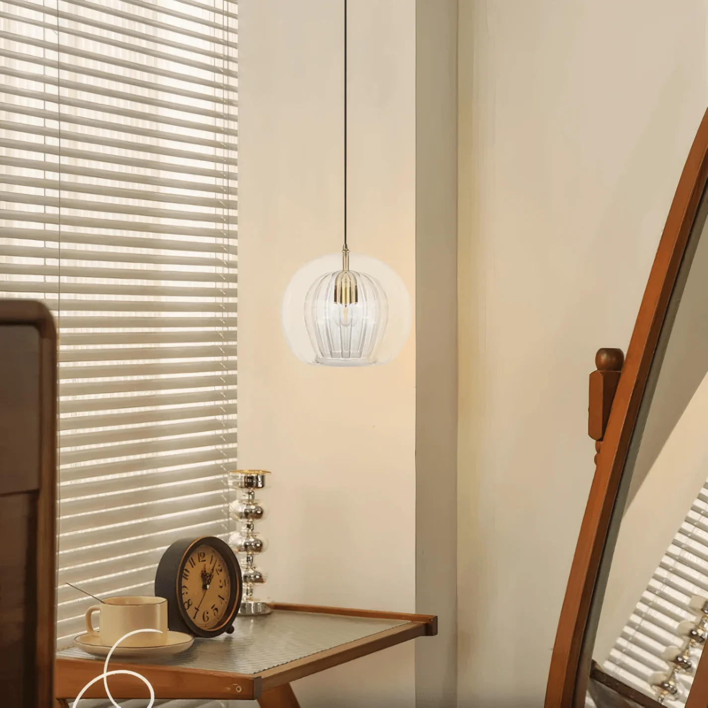 Nordic Globe Pendant Light Bedroom Glass Clear/Amber