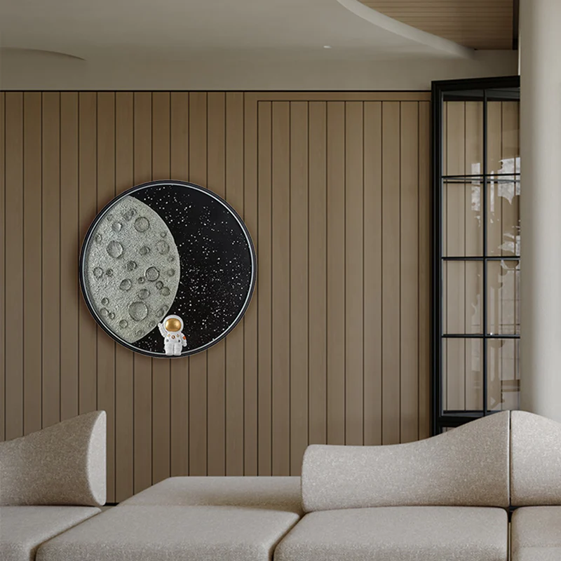 
Art Deco Black Wall Light Metal Astronaut Moon Children's Room