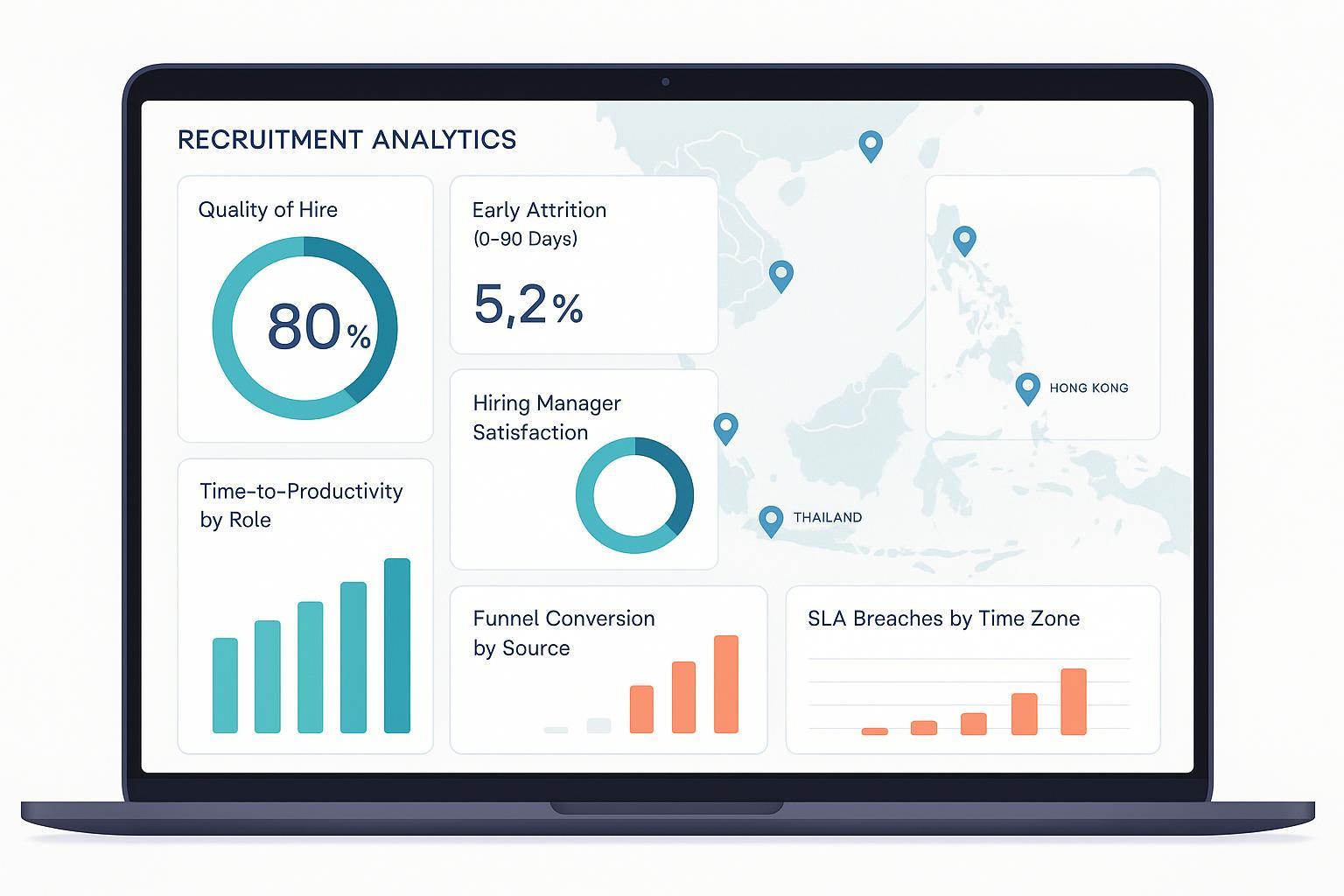 a BI board for HR members to check their team's hiring velocity and other metrics.