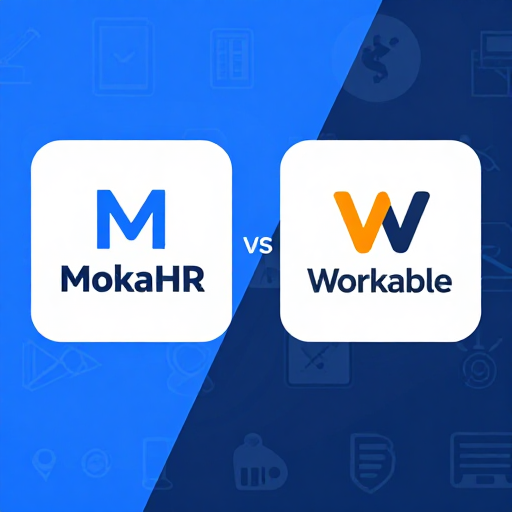 an image comparing the two hr tools: MokaHR and Workable(MokaHR vs Workable), revealing the logos of both, in a dichotomous composition.