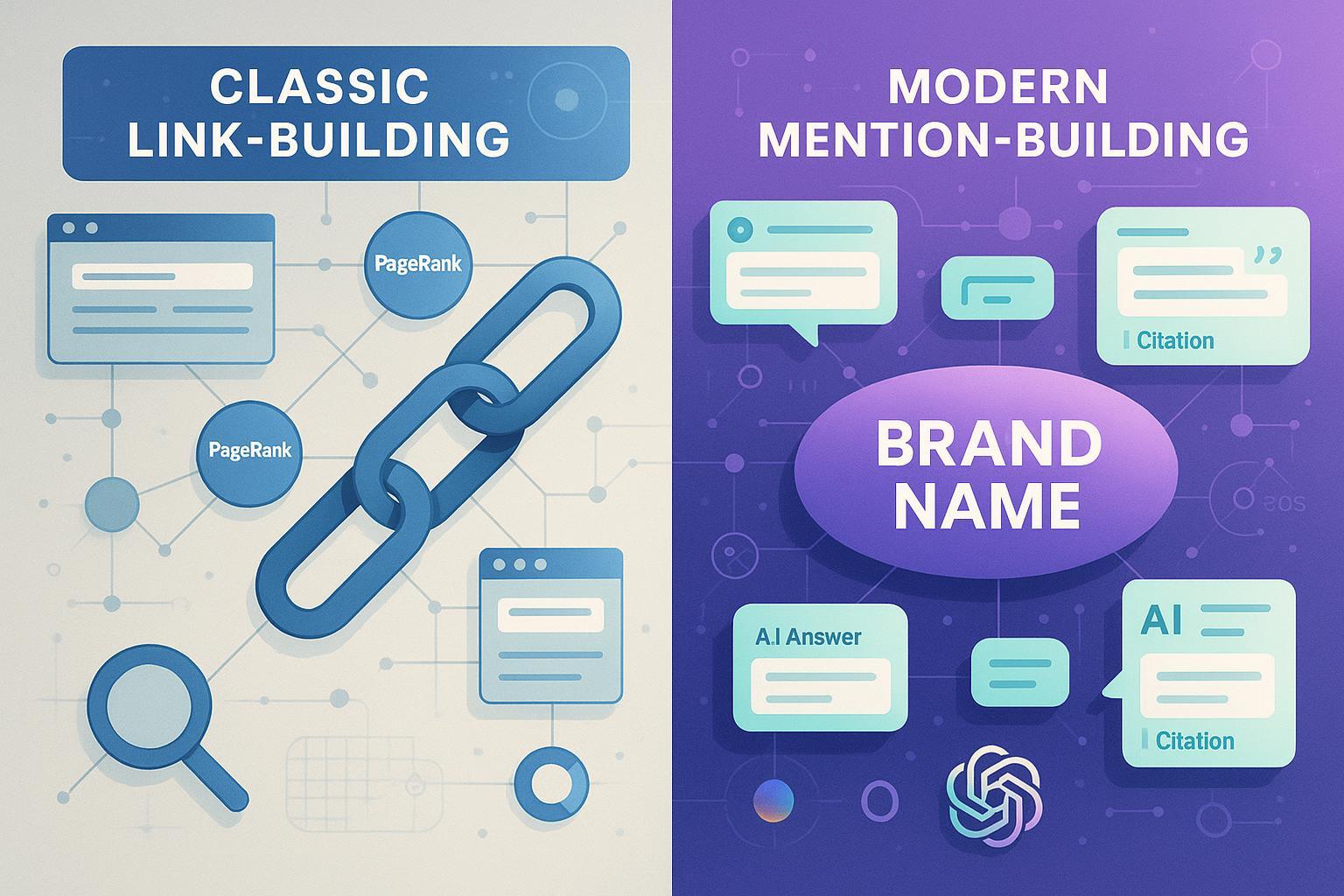 Link-building vs Mention-building 2025: AI Search Optimization Guide Post feature image