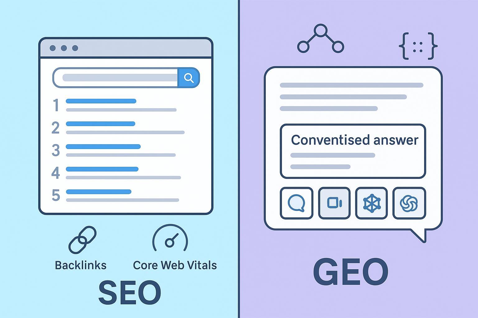 SEO vs GEO (2025): Key Differences, Signals & Strategy