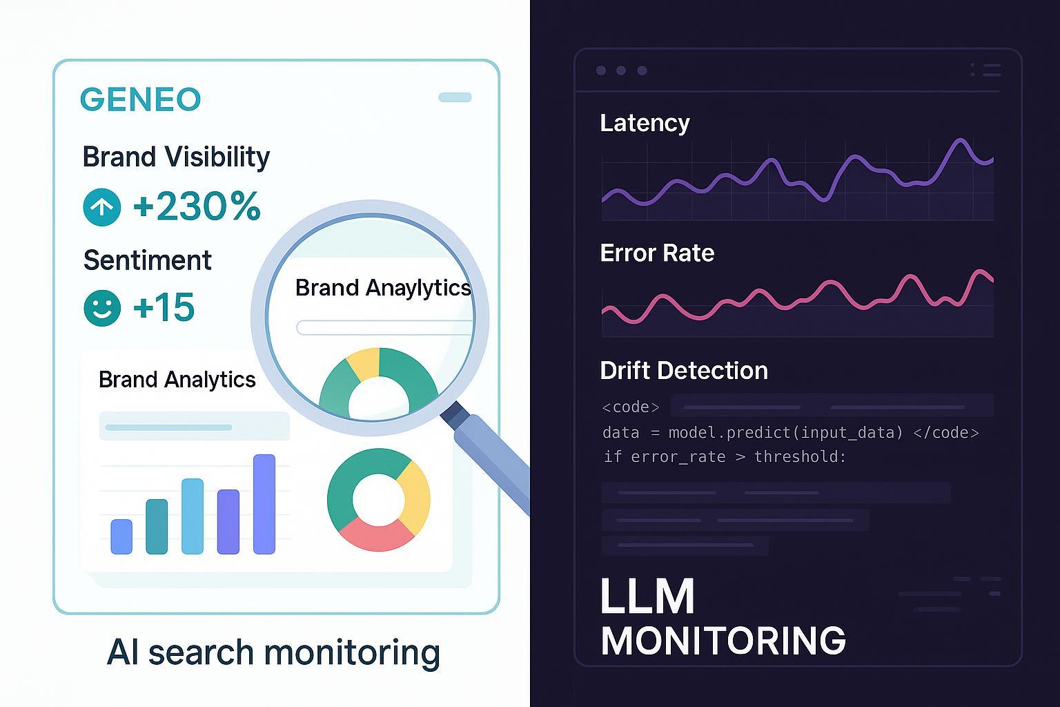 AI Search Monitoring vs LLM Monitoring: Metrics, Differences & Decision Guide Post feature image