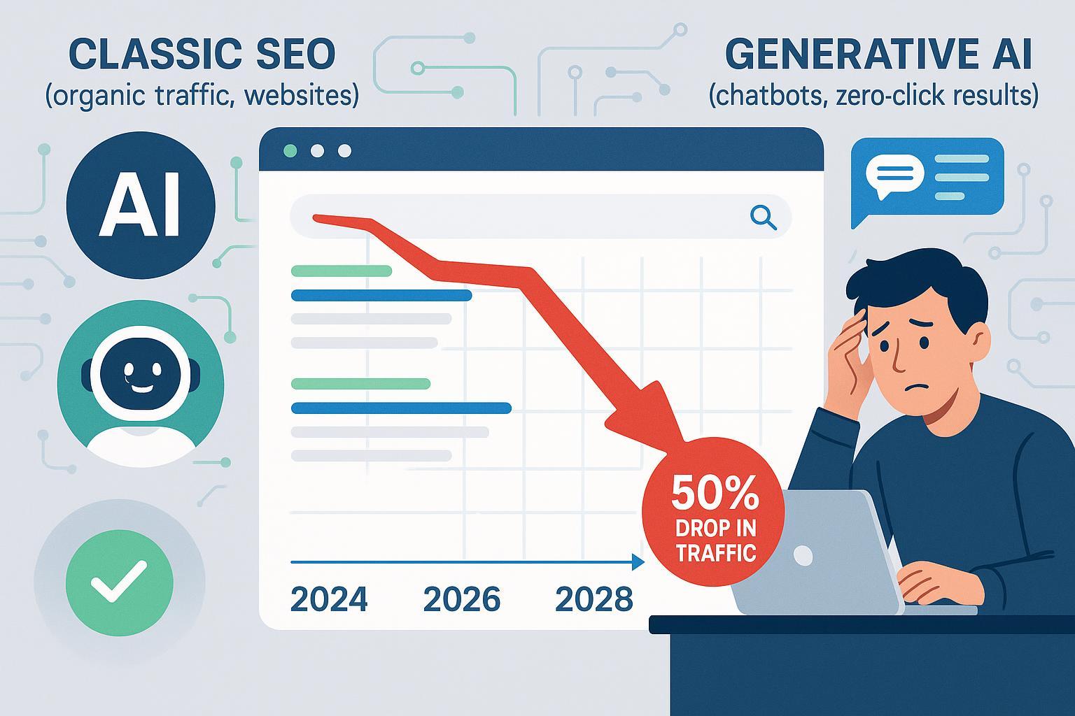 Cómo prepararse para la caída del tráfico orgánico en 2028: guía y checklist Post feature image
