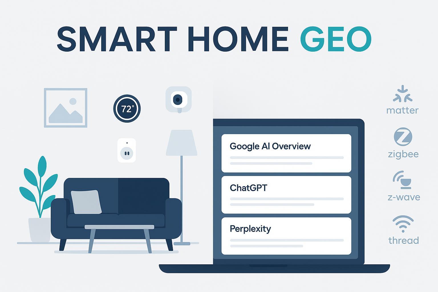 Guide ultime GEO Smart Home : visibilité Google AI Overview, ChatGPT, Perplexity