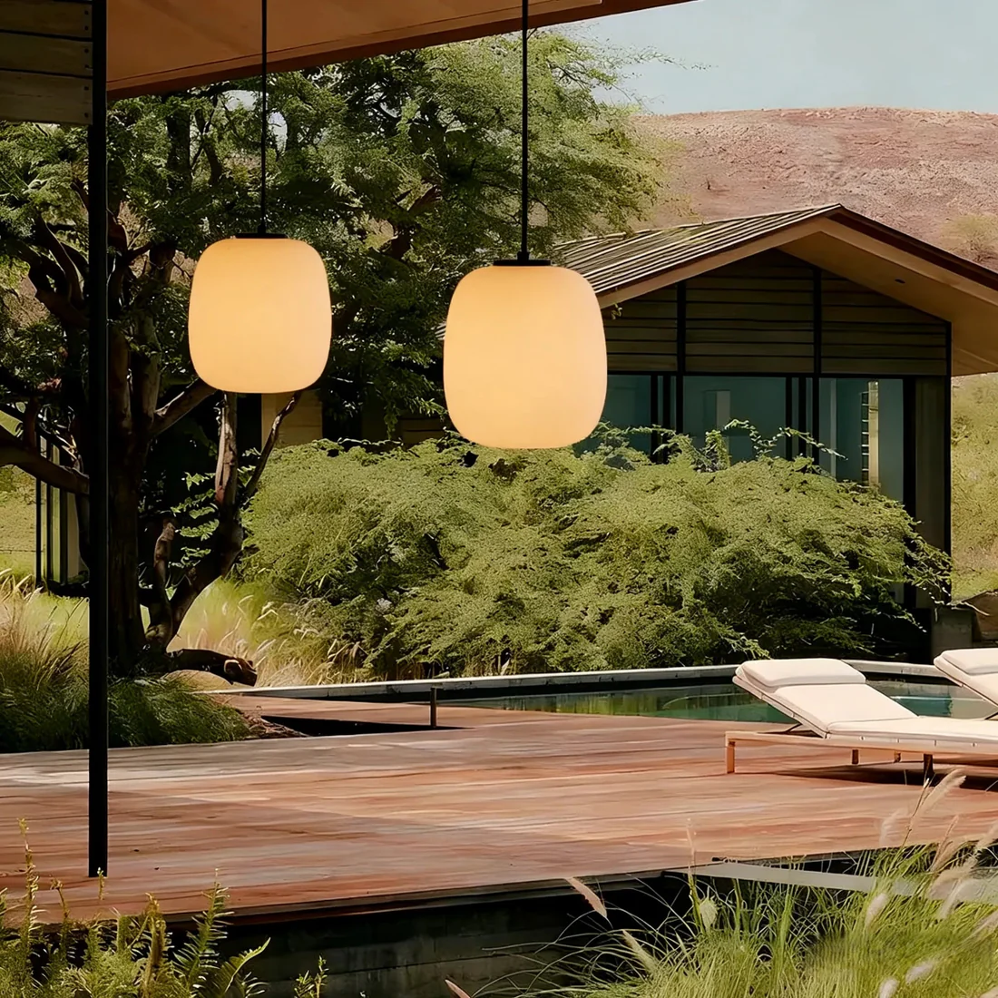 Crema Retro White Outdoor Lantern Pendant