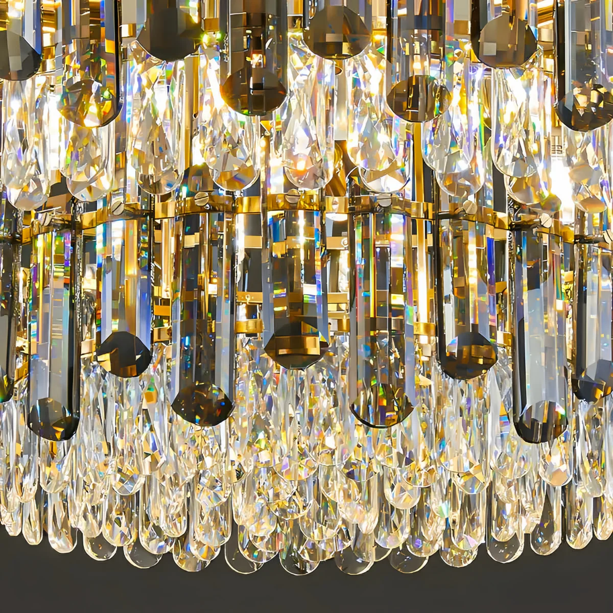 Excelis Luxury Crystal Flush Mount Chandelier – Smoky/Clear for Living Room