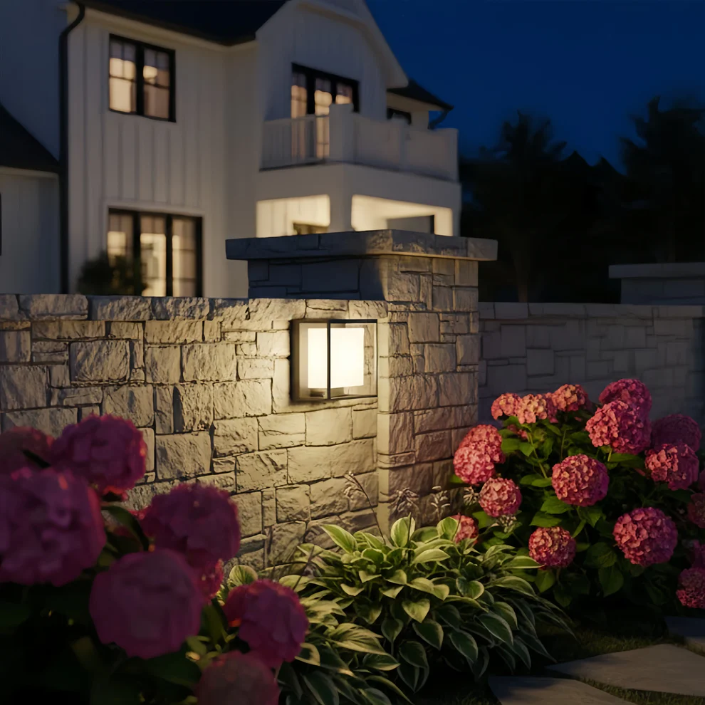 Arcato Modern Rectangular Outdoor Wall Sconce – Black Acrylic Solar Light with Sensor