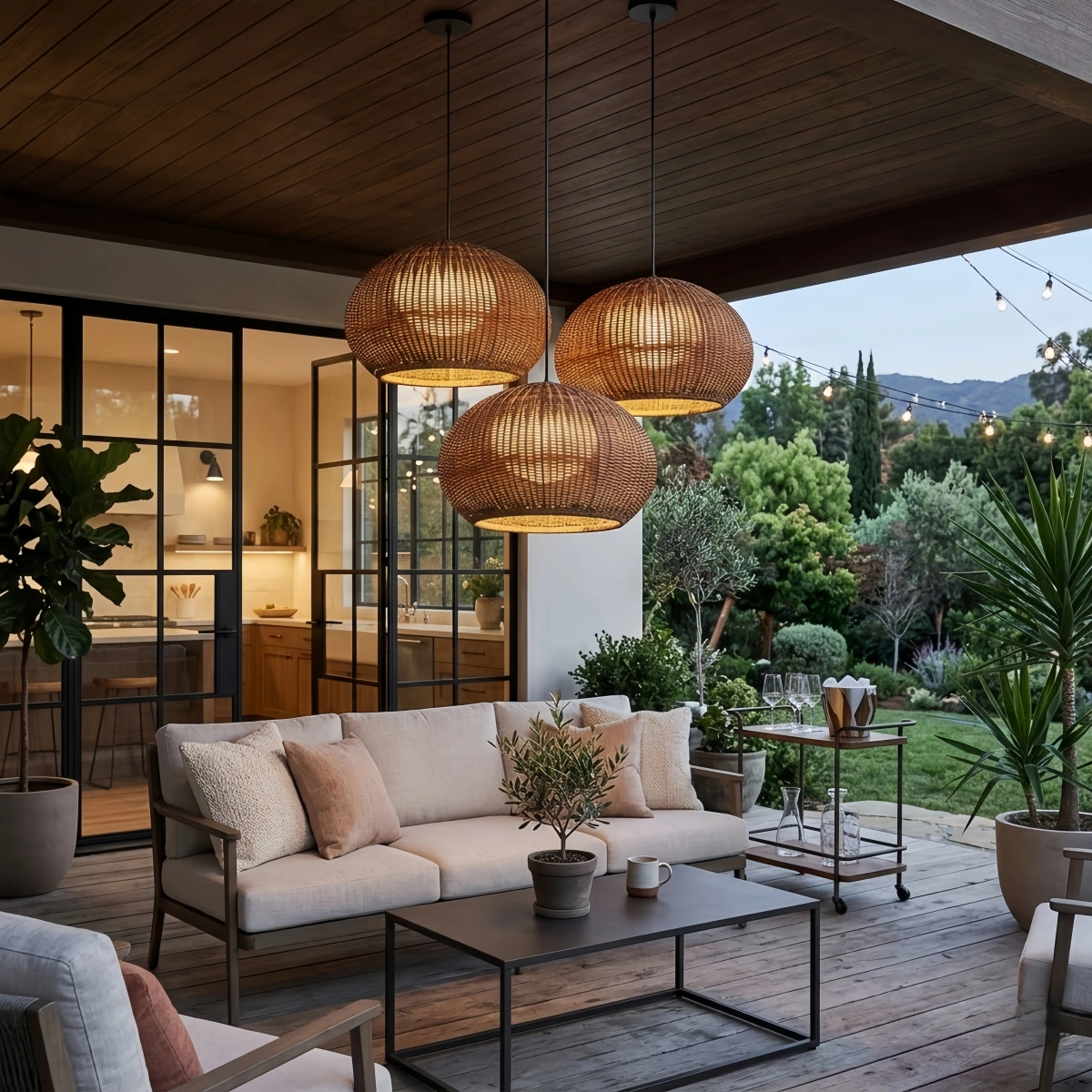 Bamburo Outdoor Rattan Pendant Light