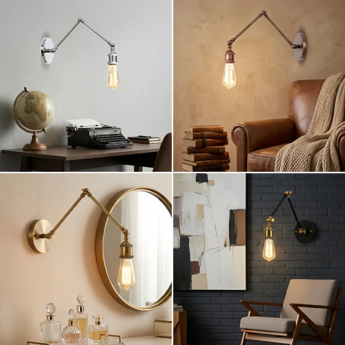 Irondale Vintage Minimalist Wall Lamp – Adjustable Tapered Metal for Bedroom