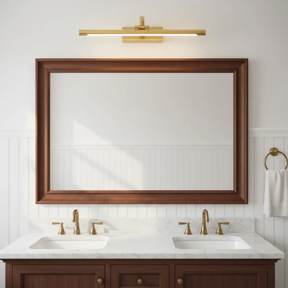 Arcato Modern Adjustable Wall Lamp — Polished Brass Integrated LED for Artwork Mirro