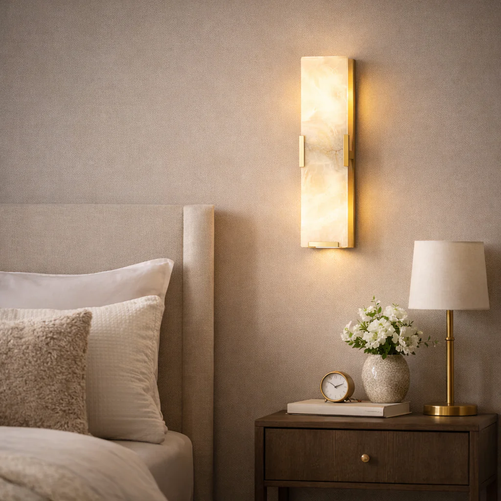 Modern Faceted Alabaster Wall Sconce 